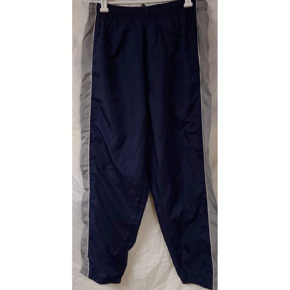 Reebok Mens Large Blue Grey Lined Athletic Windbreaker Ankle Zip Track Pants W30 - Picture 1 of 9